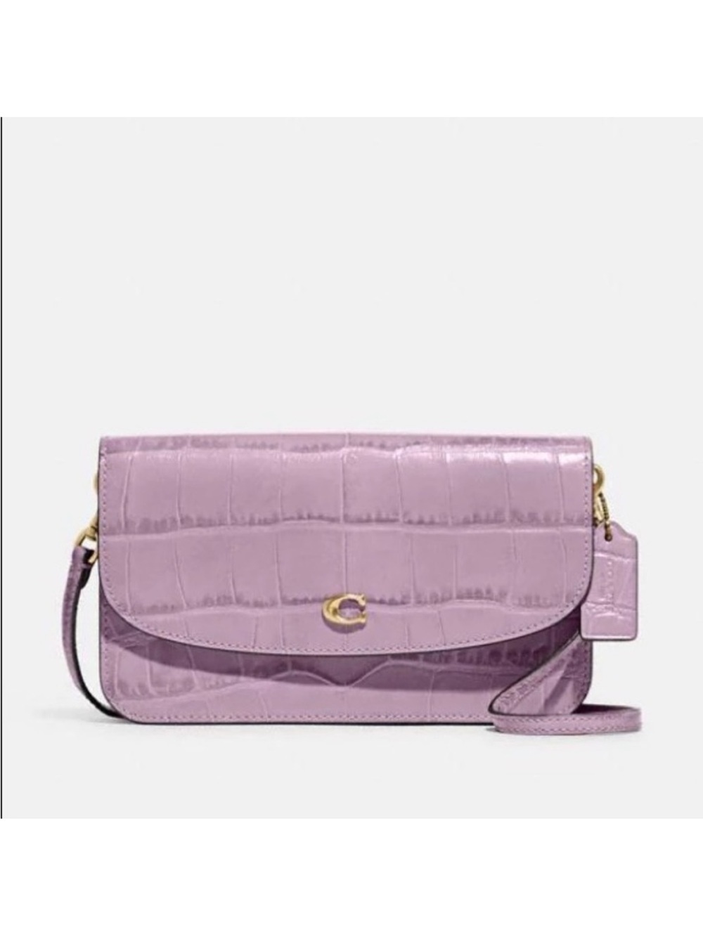 Coach Ice Purple Crocodile Embossed Leather Convertible Hayden Crossbody Bag NWT